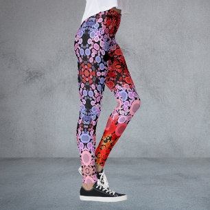 Dot Mandala Blume Blau Rot und Rosa Leggings