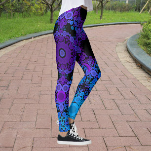 Dot Mandala Blume Blau und Lila Leggings