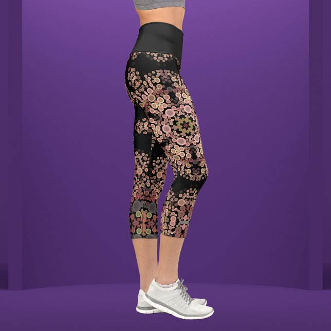 Dot Mandala Blume Brown und Grau Capri Leggings (Von Creator hochgeladen)