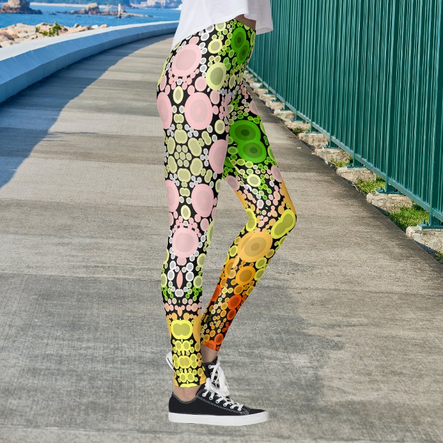 Dot Mandala Blume Gelb Grün und Rosa Leggings (Von Creator hochgeladen)