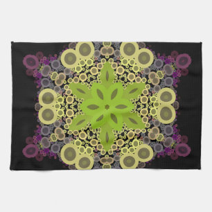 Dot Mandala Blume Gelb und Lila Geschirrtuch
