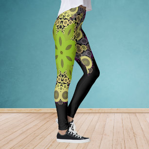 Dot Mandala Blume Gelb und Lila Leggings
