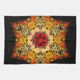 Dot Mandala Blume Gelb und Rot Geschirrtuch