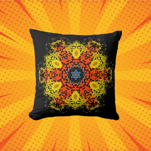 Dot Mandala Blume Gelborange und Blau Kissen