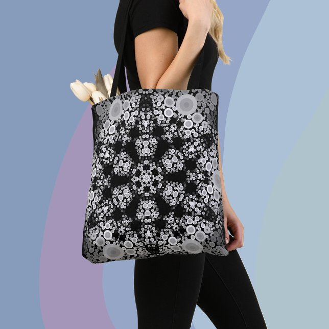 Dot Mandala Blume Grau und Schwarz Tasche (Von Creator hochgeladen)