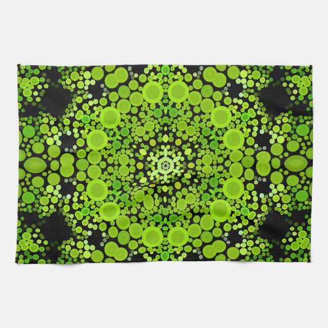 Dot Mandala Blume Green Geschirrtuch (Horizontal)