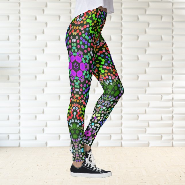 Dot Mandala Blume Green Lila und Orange Leggings (Von Creator hochgeladen)