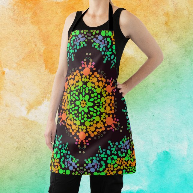 Dot Mandala Blume Green Orange und Blue Schürze (Von Creator hochgeladen)