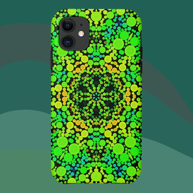 Dot Mandala Blume Grün Orange und Gelb Case-Mate iPhone Hülle (Von Creator hochgeladen)