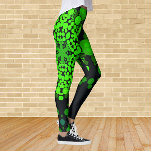 Dot Mandala Blume Grün und Schwarz Leggings