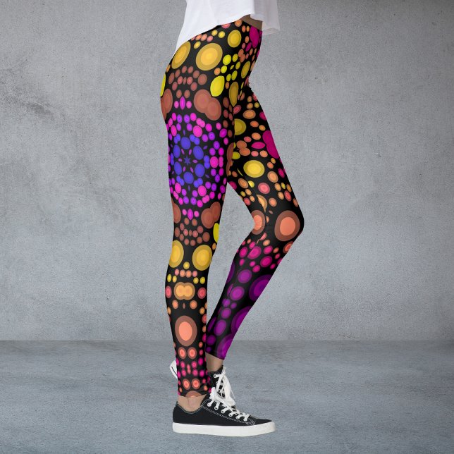 Dot Mandala Blume Lila und gelb Leggings (Von Creator hochgeladen)
