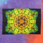 Dot Mandala Blume Orange Gelb Grün und Blau Geschirrtuch<br><div class="desc">Diese zarte Mandala ist in Orange,  Gelb,  Grün und Blau gehalten und wurde von Mandalasen inspiriert. Trippige geometrische Muster für den modernen Hippie!</div>
