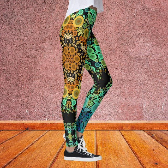 Dot Mandala Blume Orange Green und Blue Leggings (Von Creator hochgeladen)