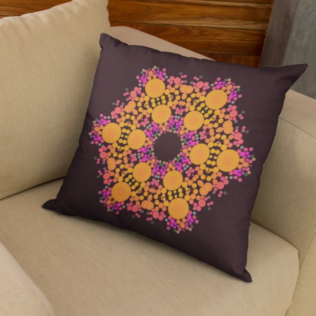 Dot Mandala Blume Orange und Pink Kissen (Von Creator hochgeladen)