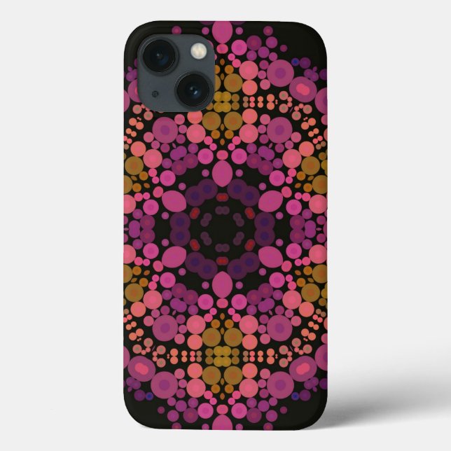 Dot Mandala Blume Rosa Gelb und Schwarz Case-Mate iPhone Hülle (Rückseite)