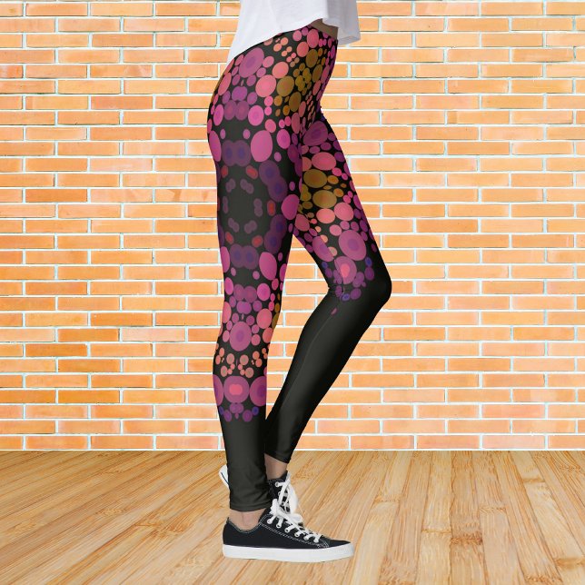Dot Mandala Blume Rosa Gelb und Schwarz Leggings (Von Creator hochgeladen)