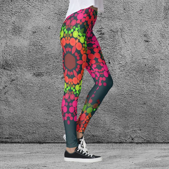 Dot Mandala Blume Rosa Grün und Orange Leggings (Von Creator hochgeladen)