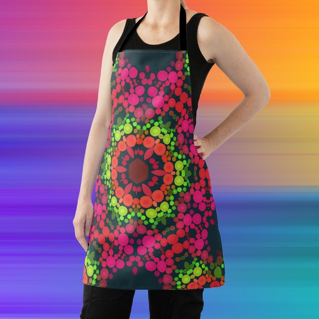 Dot Mandala Blume Rosa Grün und Orange Schürze (Von Creator hochgeladen)