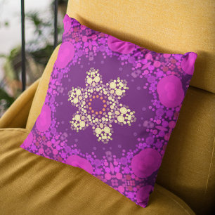 Dot Mandala Blume Rosa und Gelb Kissen