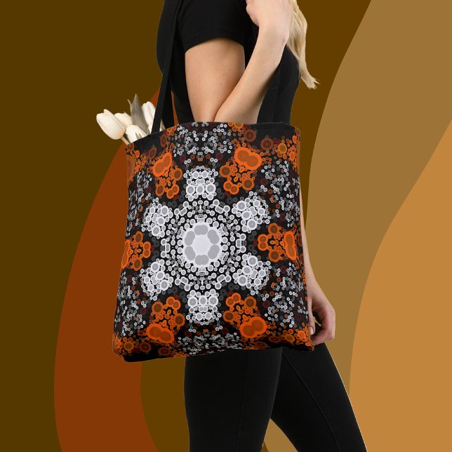 Dot Mandala Blume Weiß Orange und Schwarz Tasche (Von Creator hochgeladen)