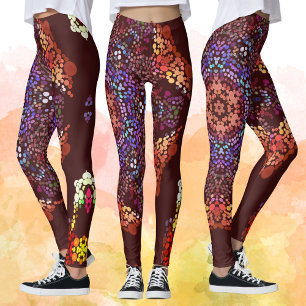 Dot Mandala Orange Blue und Lila Leggings