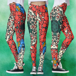 Dot Mandala Red White Blue und Green Leggings