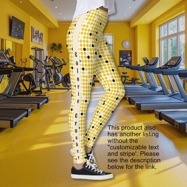 Dot Matrix - Gelb Creme Schwarz-Textoption Leggings (Dot Matrix - Yellow Cream Black-Text Option Leggings)