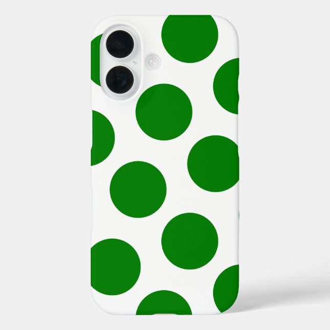 Dot-Muster für weiße und grüne Polka iPhone 16 Hülle (Rückseite)