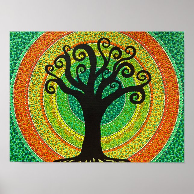 Dot Painting Bild "Lebensbaum" Poster (Vorne)