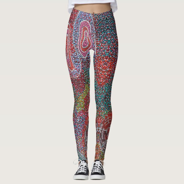 Dot Painting von australischen Aborigine-Künstlern Leggings (Vorderseite)