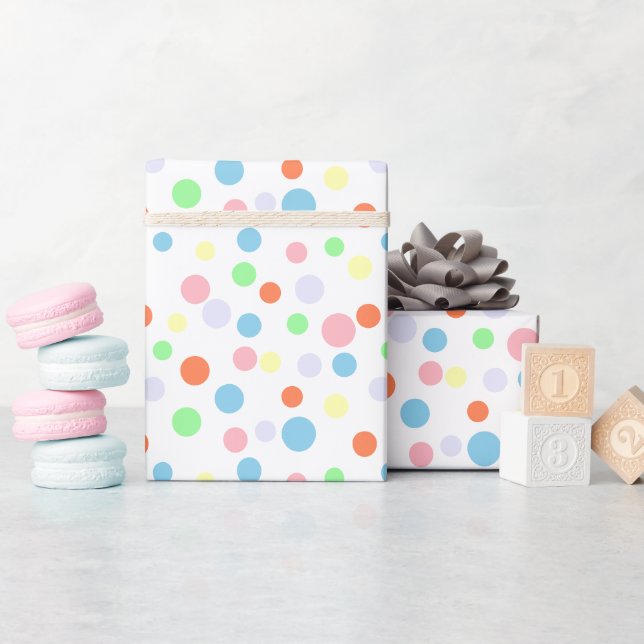 Dot Parade Helle Frühlingsfarben Geschenkpapier (Babyparty)
