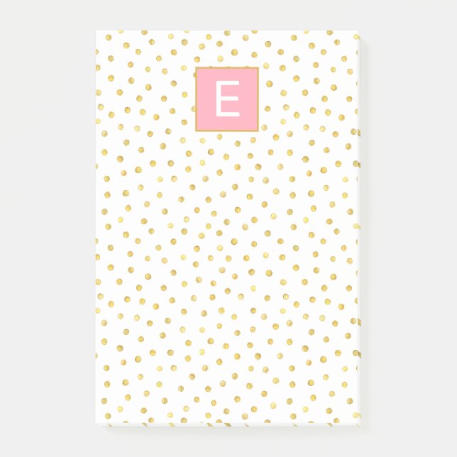 Dot Pattern Monogram Pink Gold Girly Post-it Klebezettel (Vorderseite)