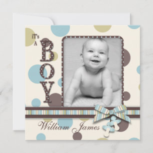 Dot Print mit 3D-Look Bow Birth Ankündigung