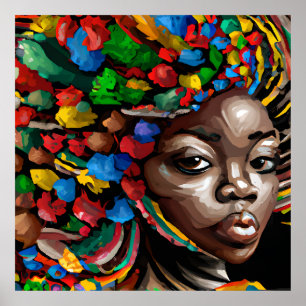 Dot Rainbow Hair Black Melanin Afro Queen Crown Poster