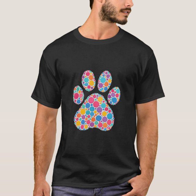 Dot Style Dog Man Illustration T-Shirt (Vorderseite)