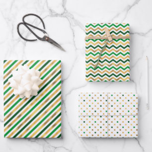 Dot Waves Striped St. Patrick's Day Geschenkpapier Set