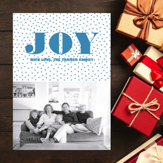 Dotée Joy Carte photo de vacances | Bleu (Dotted Joy Holiday Photo Card - Blue)