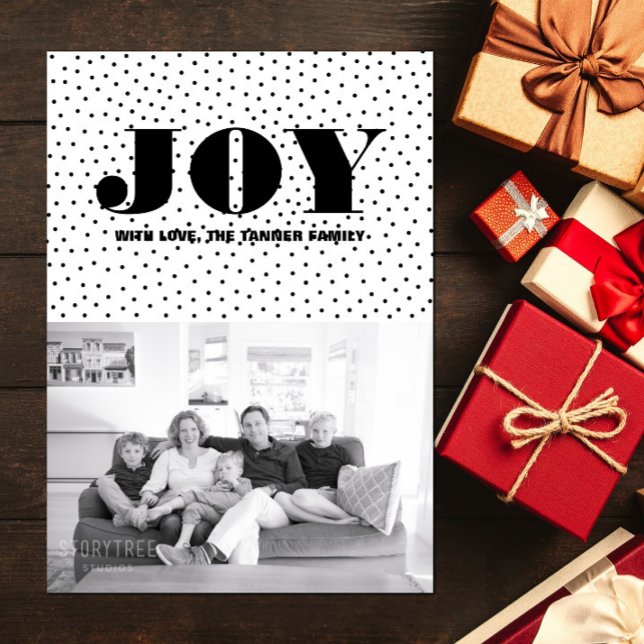 Dotée Joy Carte photo de vacances | Noir (Dotted Joy Holiday Photo Card - Black)