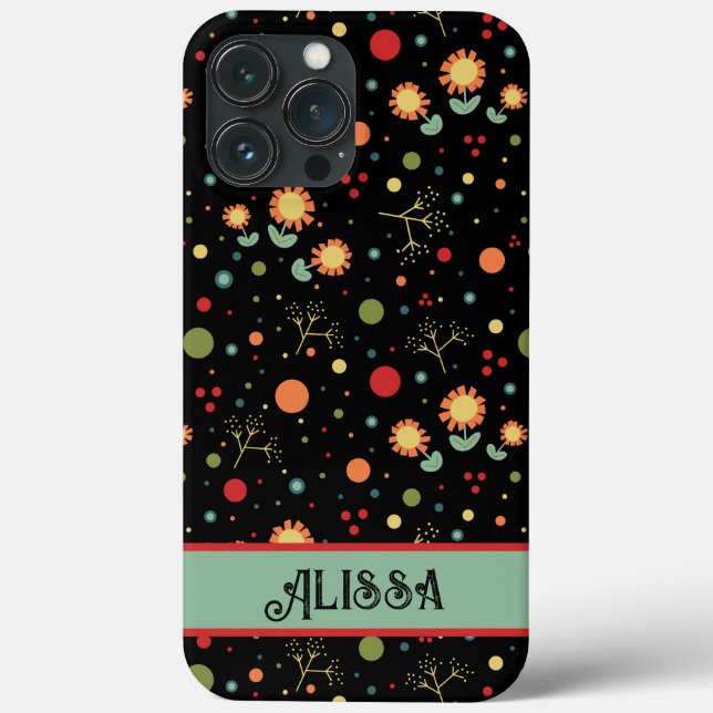Dots and Blume Sprigs Inspirivity Retro Modern Case-Mate iPhone Hülle (Rückseite)