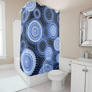 Dots Ankara Rideau de douche bleu