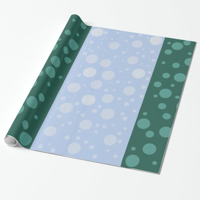 Dots Blue Green Glossy Wrapping Paper Geschenkpapier (Ungerollt)