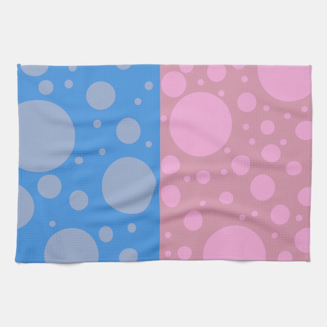 Dots Blue Pink Tea Handtuch 40,6 cm x 61 cm (Horizontal)