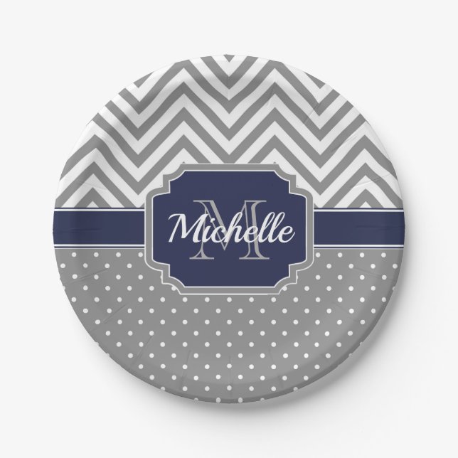 Dots & Chevrons Muster Pappteller (Vorderseite)