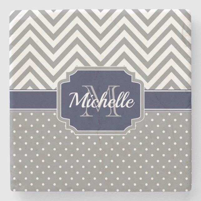 Dots & Chevrons Muster Steinuntersetzer (Vorderseite)