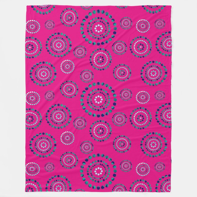 Dots Circle Power Blume + Ihr Backgr. Fleecedecke (Vorderseite)