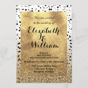 Dots Confetti und Imitate Golddesign Einladung