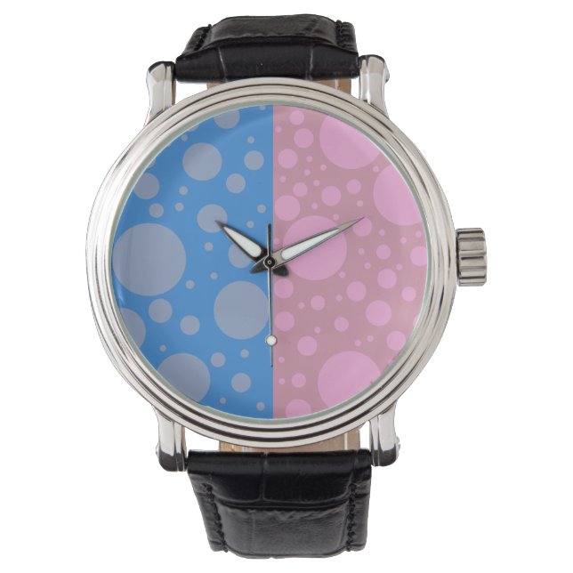 Dots Custom Black Vintag Leather Armbanduhr (Vorderseite)