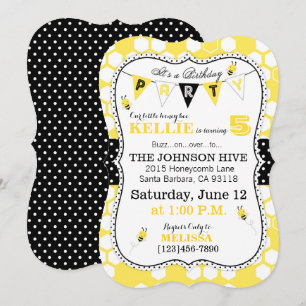 Dots d'abeilles et Invitation d'anniversaire de l'