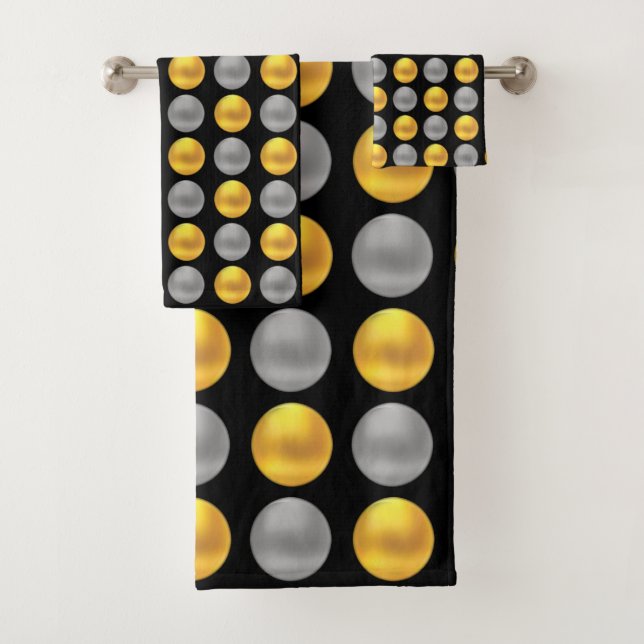Dots d'or et d'argent modernes sur noir (En situation)