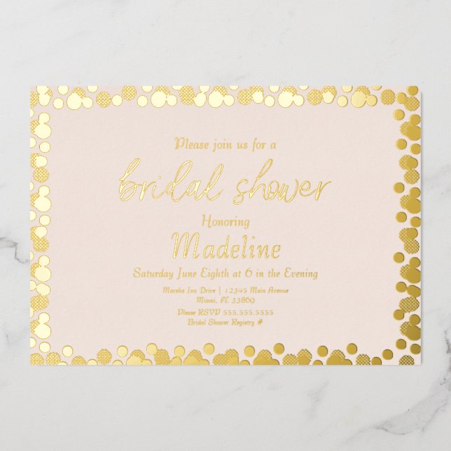 Dots d'or Motif Mariage Foil Pressing Invitation (Recto)